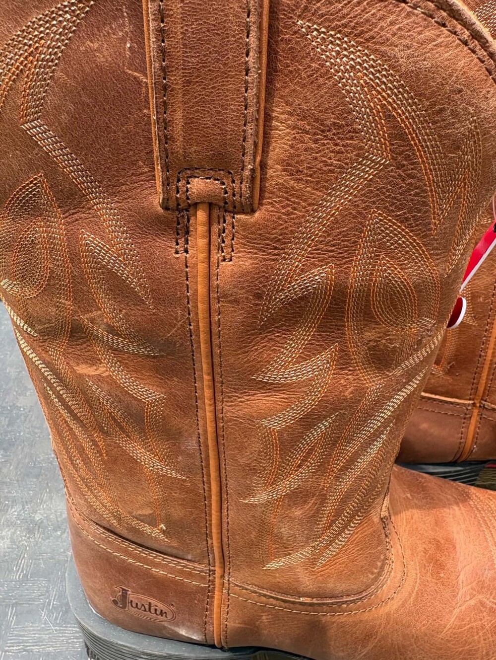 Justin Mens Brown Leather Cowboy Boots - Size 14 - Picture 4 of 5